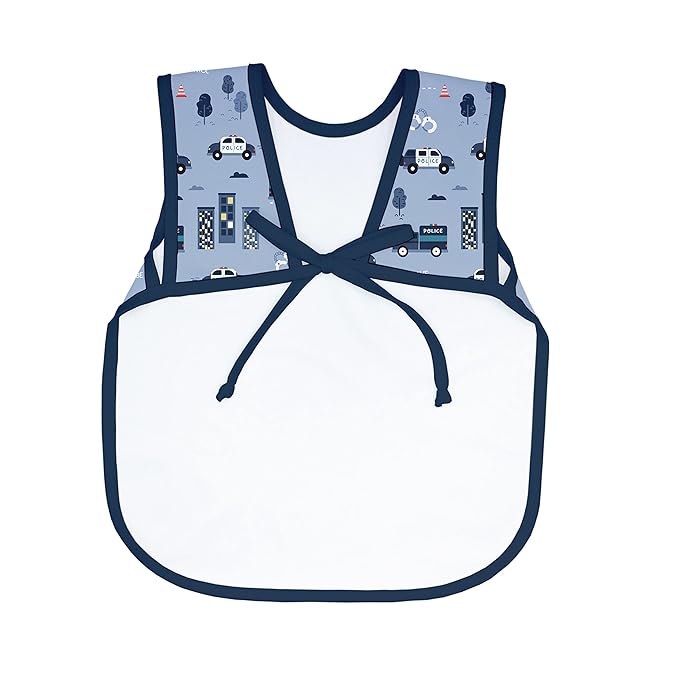 BapronBaby Be Brave - Police Patrol Bapron - No Neck Tie Safer Bib for Baby & Toddler - Soft Waterproof Stain Resistant - Machine Washable - Sz Baby/Toddler 6m-3T