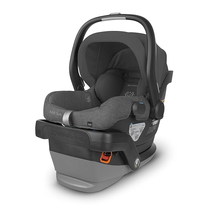 UPPAbaby Mesa V2 Infant Car Seat/Easy Installation/Innovative SmartSecure Technology/Base + Robust Infant Insert Included/Direct Stroller Attachment/Greyson (Charcoal Mélange)