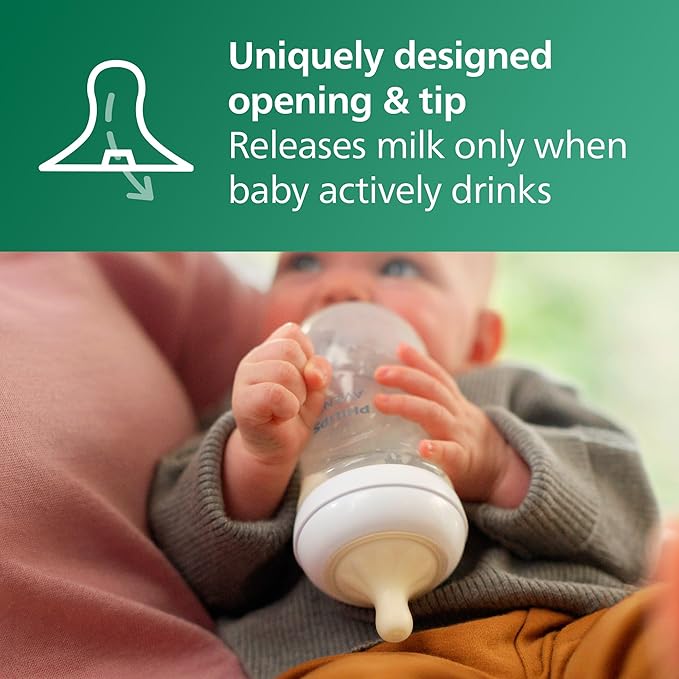 Philips Avent Natural Glass Baby Bottles with Natural Response Nipples (Medium Flow, Flow 3), 8oz, 4-Pack, SCY913/04