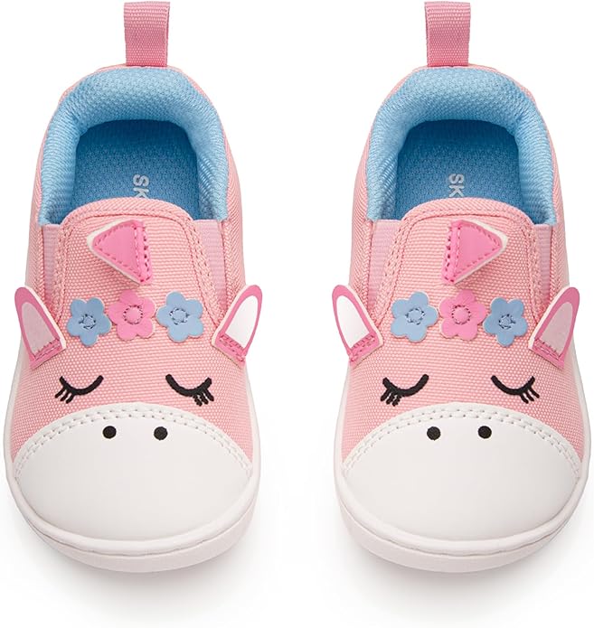 SKYWHEEL Toddler Slip On Shoes Wide Toe Box Barefoot Casual Canvas Walking Tennis Shoes for Boys Girls Cute Sneakers