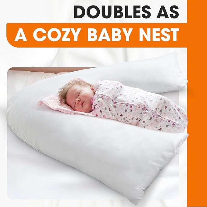 Cheer Collection 3-in-1 Nursing Pillow – Maternity Support for Pregnancy, Breastfeeding Cushion & Baby Lounger Nest with Removable Washable Cover - Great for Travel