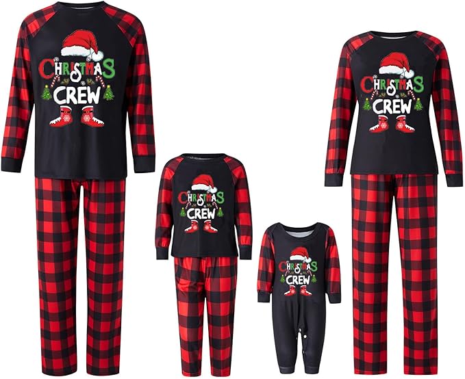 Awoscut Christmas Family Matching Pajamas Christmas Pjs Holiday Nightwear Sleepwear Sets Long Sleeve Pjs