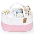 Baby Diaper Caddy Organizer, Cotton Rope Diaper Basket, Baby Basket for Changing Table, Nursery, Car, Changing Table Storage Bin With Removable Divider, Baby Shower Gifts for Newborn, Baby Essentials