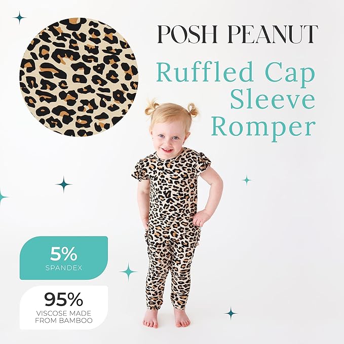 Posh Peanut Baby Girl Pajamas – Ruffled Cap Sleeve Romper PJs – Soft Viscose from Bamboo One-Piece for Babies & Toddlers