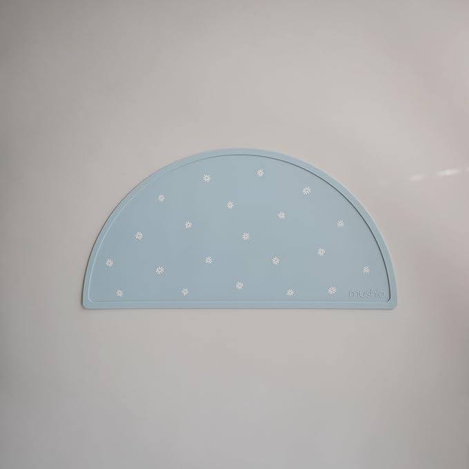 mushie Silicone Placemat for Kids | BPA-Free Non-Slip Design (White Daisy)