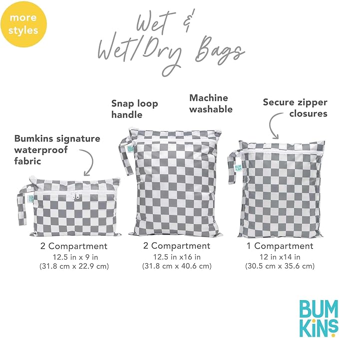 Bumkins - Waterproof Wet Bag, Wet/Dry Clutch & Clear Travel Bags - For Beach, Baby, Travel, Cloth Diapers, Pump Parts, Pool, Gym, Toiletries - Reusable & Easy to Clean - Cowgirl Boots - 5 Pack