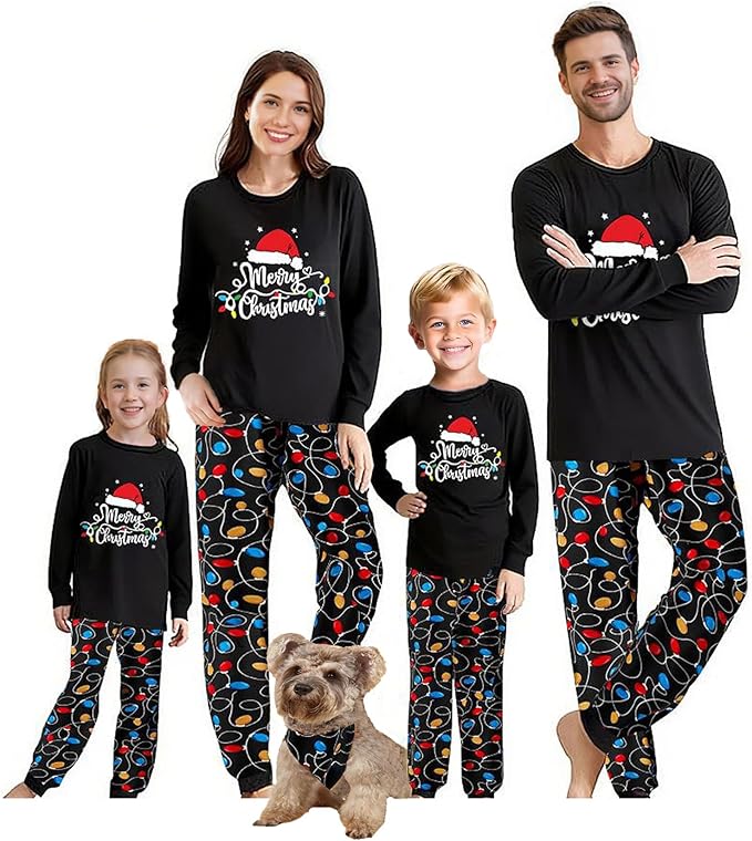 Awoscut Christmas Family Matching Pajamas Christmas Pjs Holiday Nightwear Sleepwear Sets Long Sleeve Pjs
