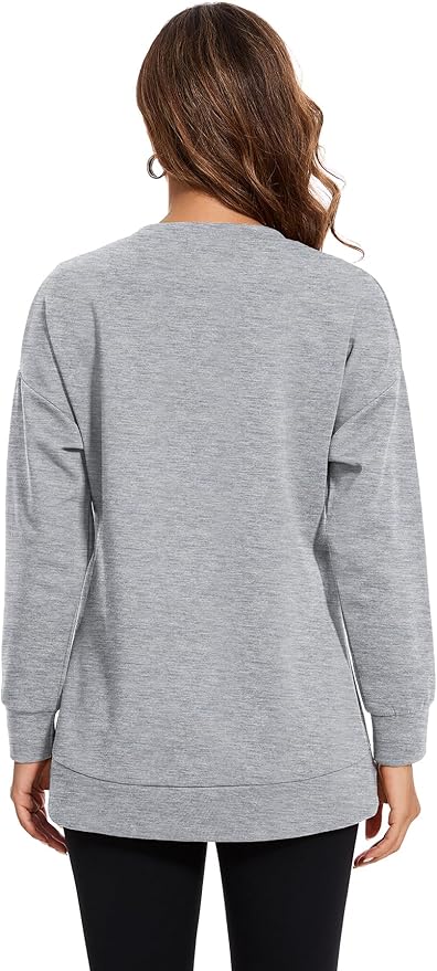 Smallshow Women's Nursing Tops Sweatshirt Long Sleeve Side Split Breastfeeding Shirt