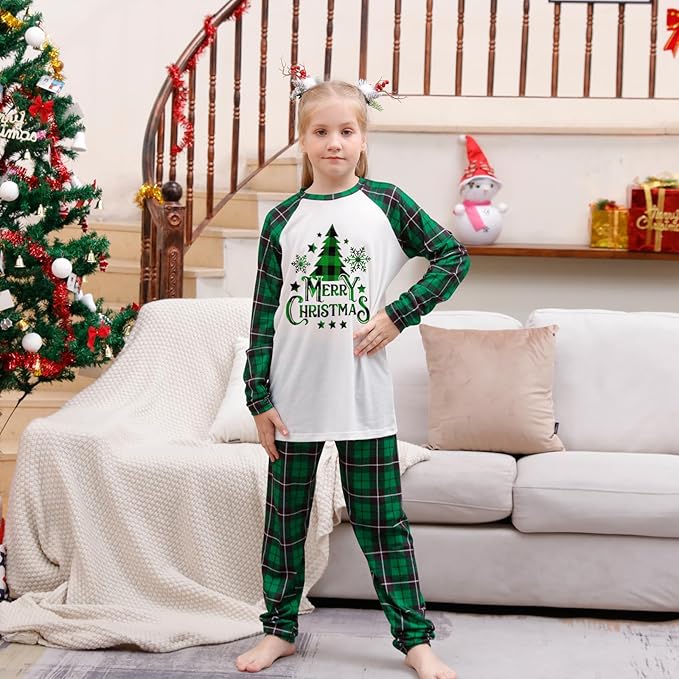 Awoscut Christmas Family Matching Pajamas Christmas Pjs Holiday Nightwear Sleepwear Sets Long Sleeve Pjs
