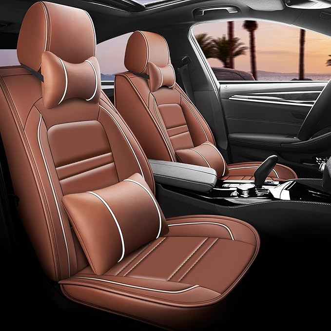 Car Seat Covers for Buick Encore 2013-2022 | 5-Seats Seat Covers, Waterproof Seat Protectors, Automotive Seat Covers (Full Set with Pillow,Coffee)