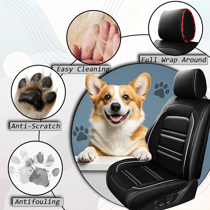 Car Seat Covers for Ford f250 2011-2025 | 5-Seats Seat Covers, Waterproof Seat Protectors, Automotive Seat Covers (Full Set with Pillow,Black&White Line)