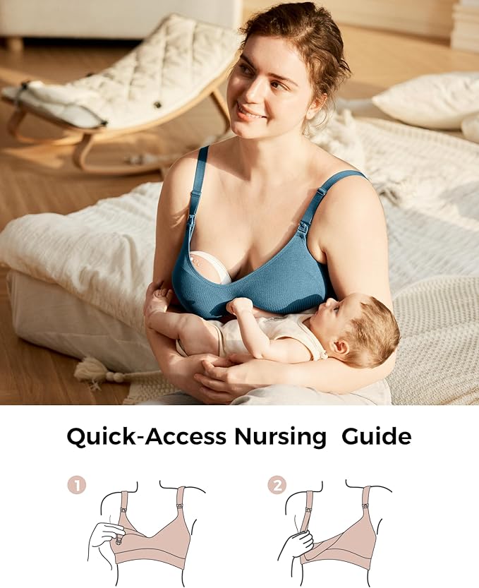 Momcozy Hands-Free Pumping Bra, Wireless & Seamless HF010 Breast Pump Bra, Breathable Tencel™ Fabric & Fully Fixed Cups