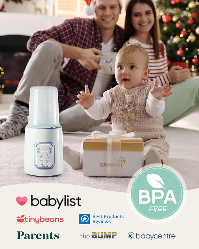 GROWNSY Bottle Warmer, 8-in-1 Fast Baby Milk Warmer with Timer for Breastmilk or Formula, Accurate Temperature Control, Multifunctional Baby Bottle Warmers for All Bottles- Blue