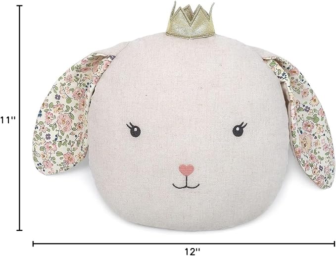 MON AMI Faith Bunny Accent Décor Pillow 12x11”, Plush Rabbit Cuddle Cushion, Decorative Throw Pillow for Child’s Nursery, Bed, Couch, Cute Room Décor