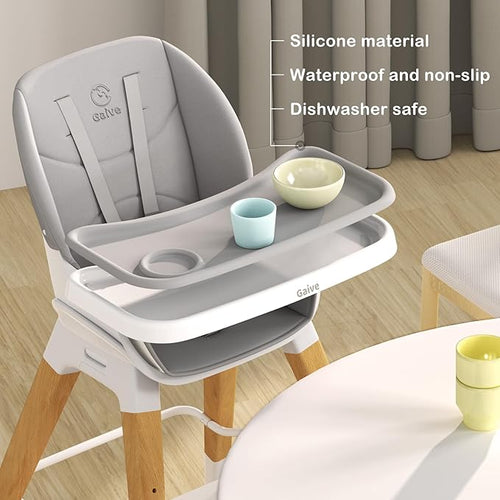 8 in 1 Convertible Wooden High Chair, Adjustable Baby High Chair for Babies and Toddlers with Tray, Easy to Clean, Grow with Family|Booster|Learning Table|High Stool