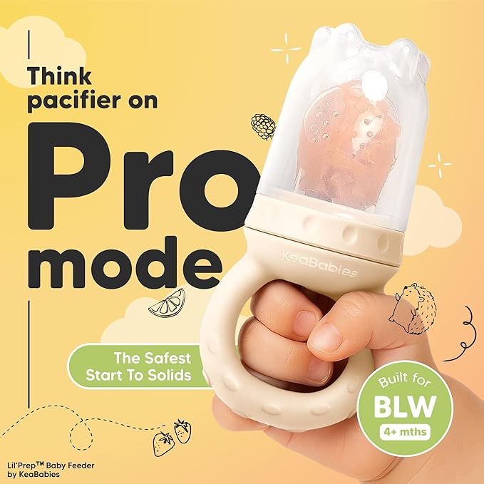 KeaBabies Baby Fruit Feeder 2pk - Silicone Baby Food Feeder for Babies 6-12 Months, Breast Milk Popsicle for Teething, Weaning, Freeze Frozen Solid Food, BPA-Free Infant Feeding Essential (Mist Rose)