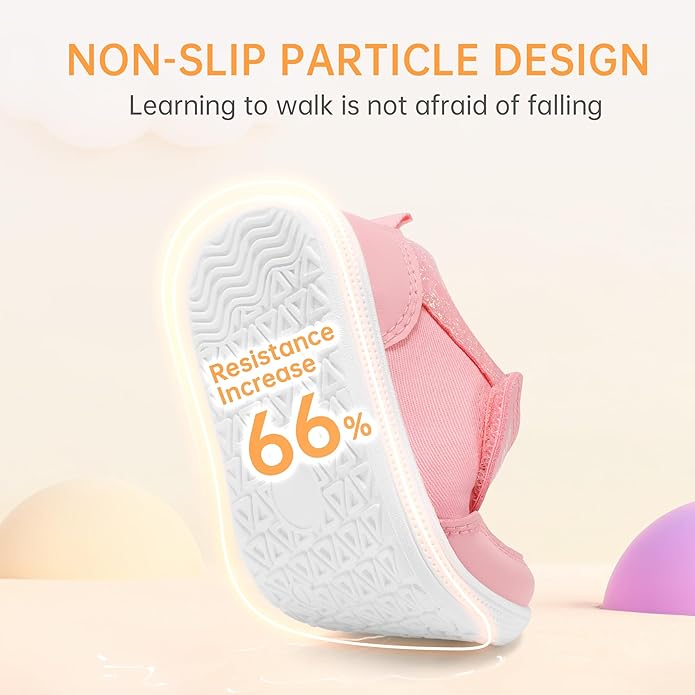 Toddler Wide Toe Box Barefoot Shoes Boys Girls Zero Drop,Baby First Walking Shoes Glitter Little Kids Sneakers Non-Slip Preschool Running Tennis Canvas Casual Preschool Outdoor Activities