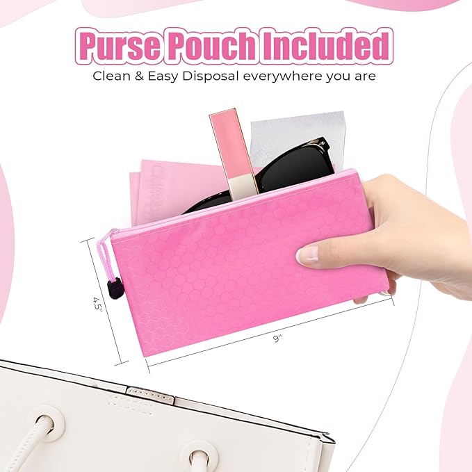Diaper Disposable Bags, 160 Pcs Opaque Personal Disposal Bag, Secure Closure, Odor Control,Discreet Disposal for Diapers, Incontinence Pads, Tampons, Sanitary Product,With Purse Pouch, Pink