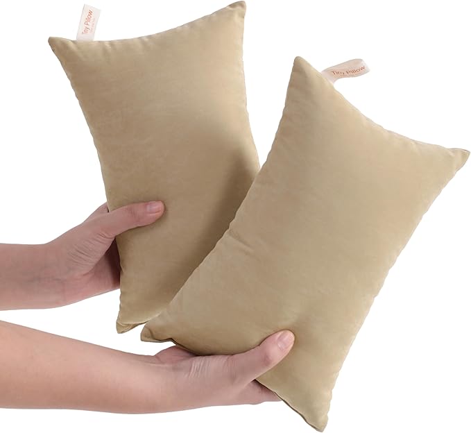 NTBAY Tiny Pillows, Down Alternative 7"x11" Microfiber Mini Pillow for Travel, Pets, Soft Machine Washable Small Pillows for Neck, Wrist, Lumbar and Knee, Light Taupe