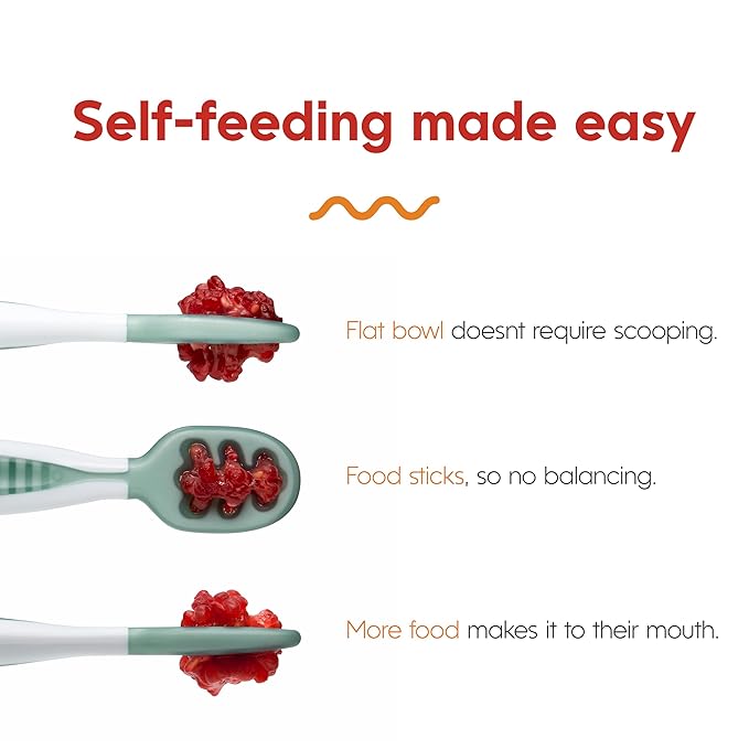 NumNum Baby Spoons Set, Baby Essentials Pre-Spoon GOOtensils for 6+ Months, First Stage Self-Feeding Spoons for Baby Led Weaning (BLW), Silicone Toddler Utensils, BPA-Free, 6 Pack Rainbow