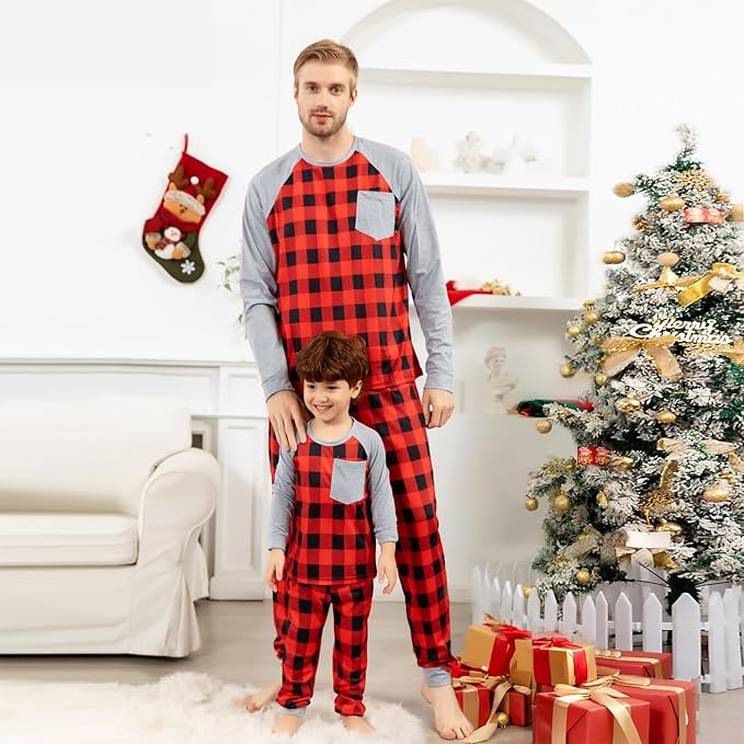 Schbbbta Family Matching Pajamas Holiday Sleepwear Long Sleeve Pjs Sets