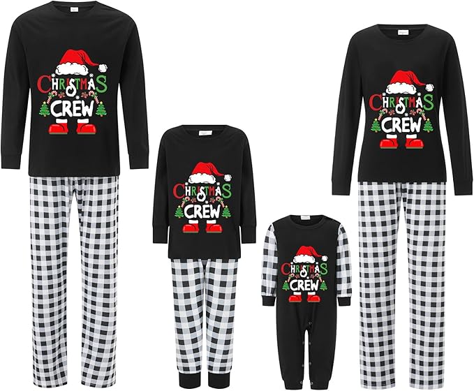 Awoscut Christmas Family Matching Pajamas Christmas Pjs Holiday Nightwear Sleepwear Sets Long Sleeve Pjs