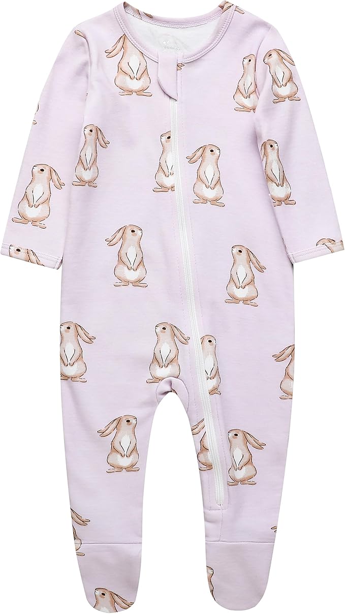O2 BABY Baby Boys Girls Organic Cotton Zip-Front Sleeper Pajamas, Footed Sleep 'n Play
