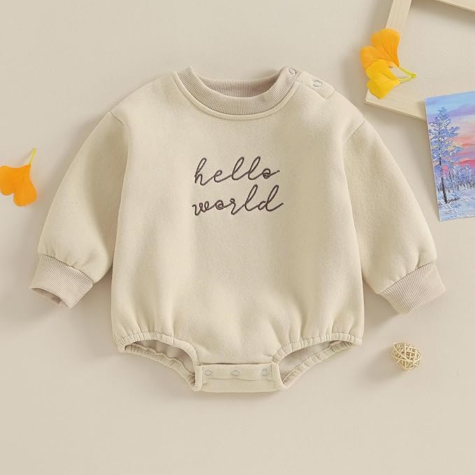 VISGOGO Newborn Infant Baby Boy Girls Oversized Romper Little Dude Sweater Onesie Coming Home Outfit Neutral Clothes