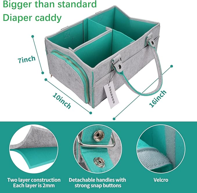 Baby Diaper Caddy Organizer for Boy or Girl Large Nursery Storage Bin Basket Portable Holder Tote Bag for Changing Table and Car Baby Shower Gifts Newborn Essentials Stuff Registry Must Haves Item