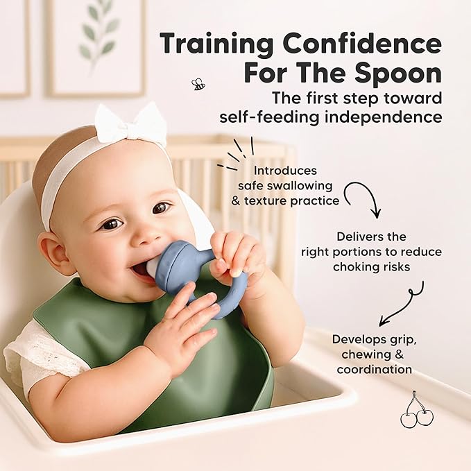 KeaBabies Baby Fruit Feeder 2pk - Silicone Baby Food Feeder for Babies 6-12 Months, Breast Milk Popsicle for Teething, Weaning, Freeze Frozen Solid Food, BPA-Free Infant Feeding Essential (Slate)