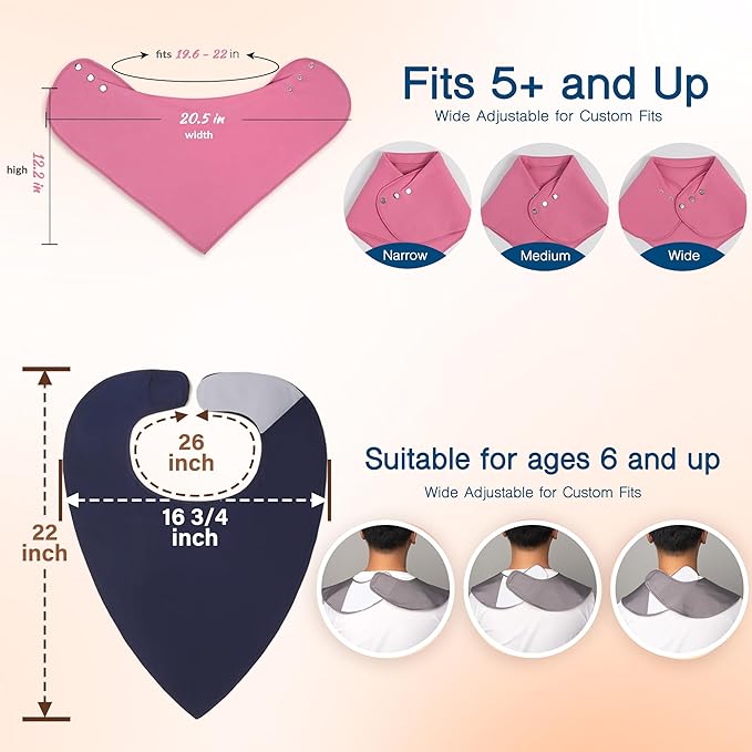 Adult Drool Bib for Special Needs, 3 Pk Soft Absorbent Large Bandana Bibs Set for Kids 4+, Men Women, Teens & Adults