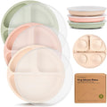 KeaBabies Suction Plates with Lids for Baby - 3-Pack 100% Silicone Toddler Plates with Suction, Divided, BPA-Free Baby Led Weaning Essentials for Kids, Dishwasher, Microwave Safe, Durable (Macaron)