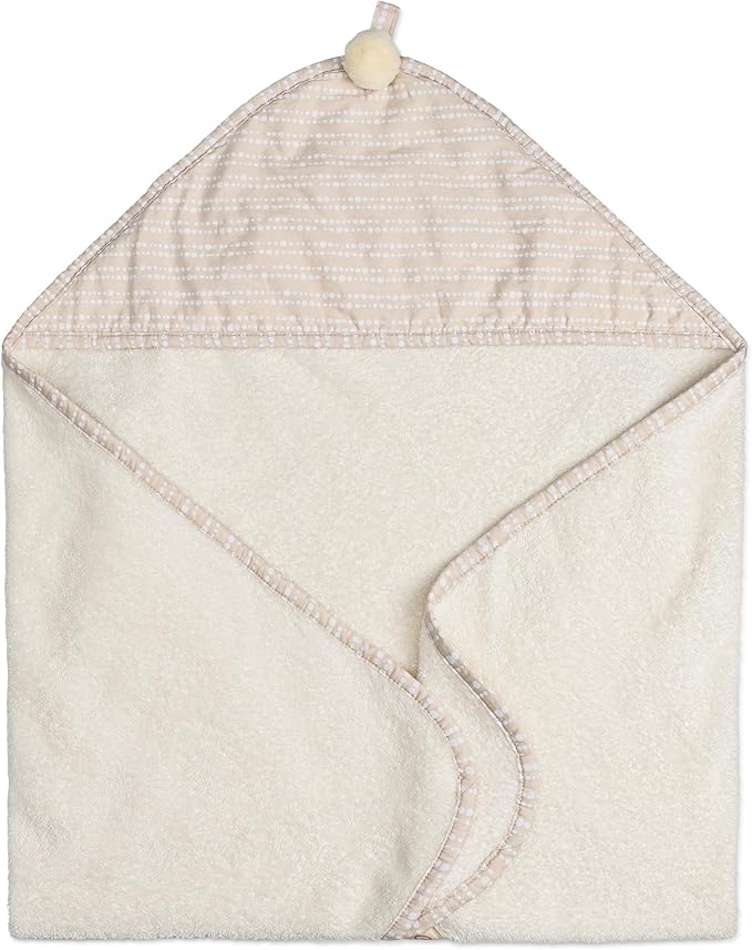 Crane Hooded Towel - 100% Cotton Terry Cloth, Neutral Dot, 30" x 30", Hooded Baby Beach & Bath Towel