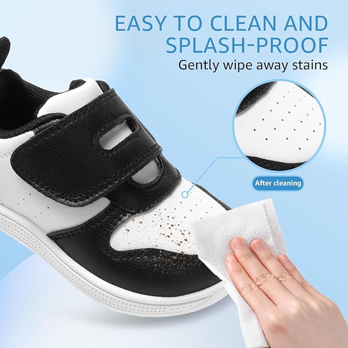 Toddler Wide Toe Box Barefoot Shoes Boys Girls Sneakers Zero Drop Kid Tennis Running Shoes Lightweight Non-Slip Comfortable Leather First Walking Shoe Outdoor Activities School