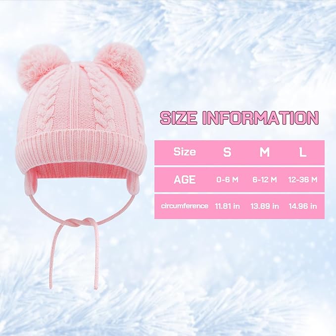 Duoyeree Toddler Winter Hat with Earflap Scarf Hood Thick Warm Kids Skull Cap for Baby Girls Boys