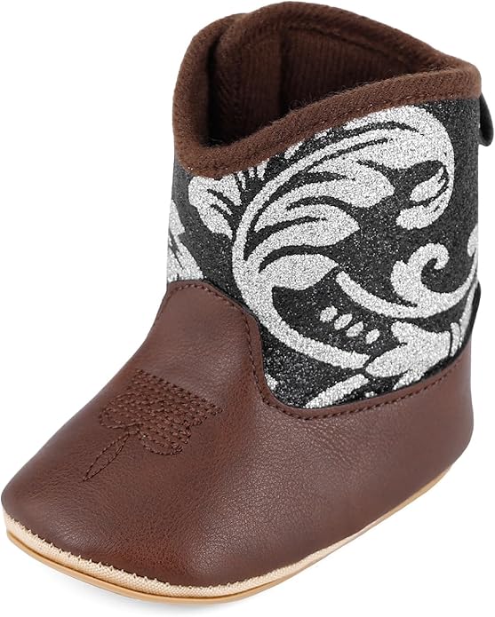 MK MATT KEELY Leather Western Boots Cowboy Bootie Soft Sole Non-Slip Crib Shoes for Baby Infant Toddler Girls Boys Newborn