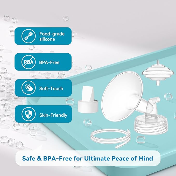 Breast Pump Accessories Kit - 20mm Flange Set Compatible with Spectra S1/S2/Motif Luna, Includes Valves, Tubing & Backflow Protectors