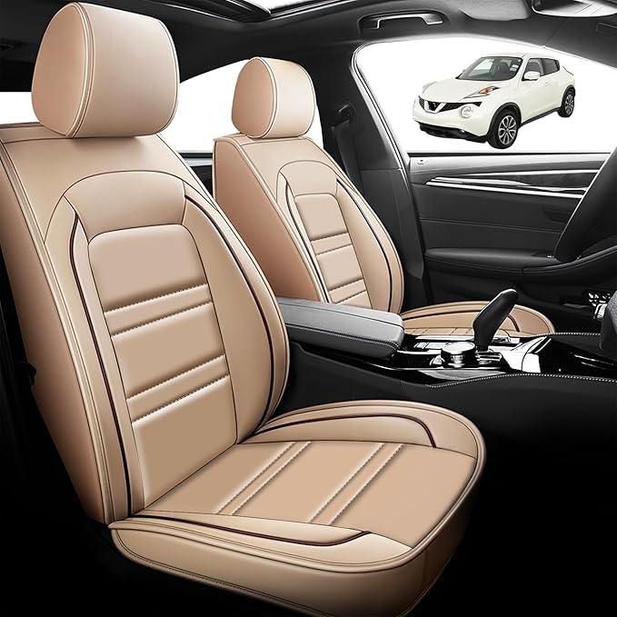Seat Cover for Nissan Car Juke 2011-2017 | Car Seat Covers Front Seats, Waterproof Seat Protectors, Automotive Front Seat Covers (Front Seat, Beige)