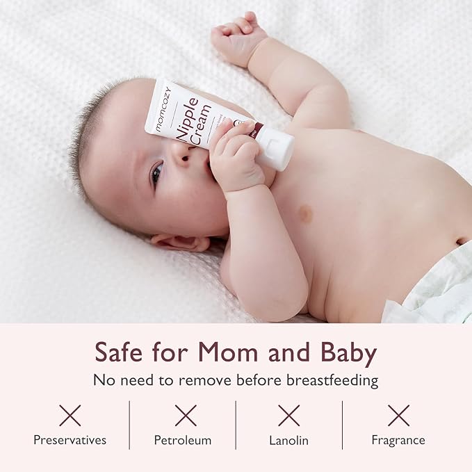 Momcozy Nipple Cream Safe for Breastfeeding, Plant-Based Ingredients, Lanolin-Free Nipple Balm, Soothing Cream, Breastfeeding Essentials for Nursing & Pumping Moms, 1.41 oz