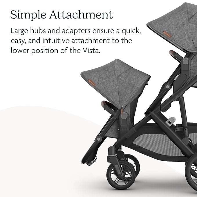 UPPAbaby RumbleSeat V3 Second Lower Seat - Compatible with Vista V2 and Vista V3 - All-Weather Seat + Magnetic Buckle – Adapters Included - Callum (Stone Blue/Silver Frame/Sand Leather)
