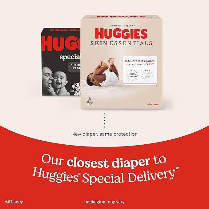 Huggies Size 2 Diapers, Skin Essentials Baby Diapers, Size 2 (12-18 lbs), 72 Count