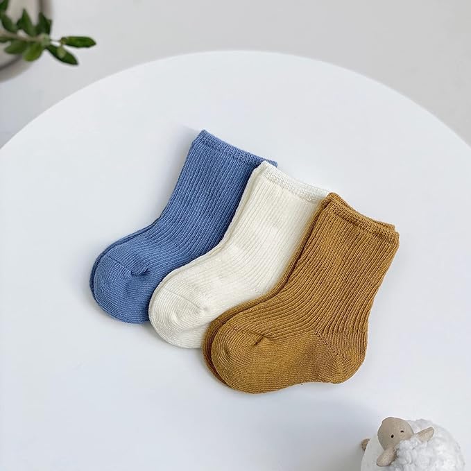 Toddler Socks Unisex Baby Baby Crew Cotton Cuff Socks for Infant Girls Stocking Stuffer for Kids 0-36 Months