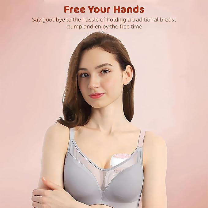 Electric Hands-Free Breast Pumps, Wearable Breast Pump with 4 Modes, 12 Levels, LCD Display, Memory Function Rechargeable with Massage and Pumping Mode 24mm Flange (1 Pack)