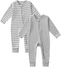 Jimonda Baby Sleeper Rompers,Unisex Boys Girls Zip-Front Pajamas One-Piece Footless Outfit 0-24 Months (Pack of 2