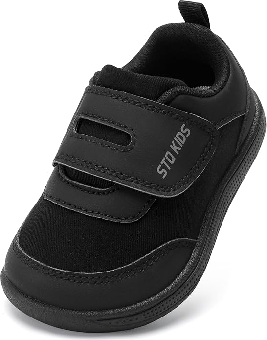 Toddler Wide Toe Box Barefoot Shoes Boys Girls Zero Drop,Baby First Walking Shoes Glitter Little Kids Sneakers Non-Slip Preschool Running Tennis Canvas Casual Preschool Outdoor Activities