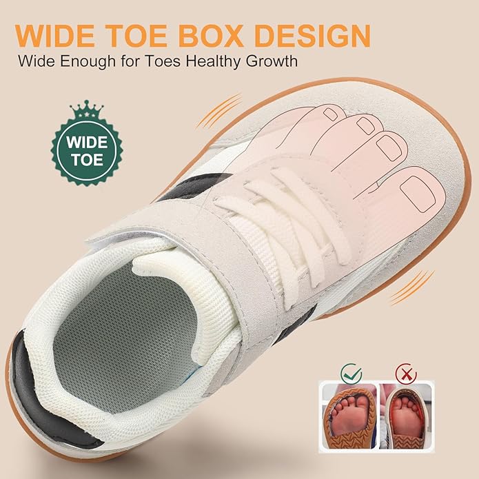 Toddler Wide Toe Box Shoes Zero Drop Minimalist Sneakers for Toddler/Little Kid Barefoot Slip on Tennis Shoes for Kids Boys Girls