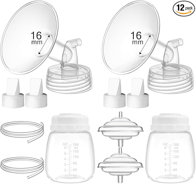16mm Replacement Pump Parts for Spectra S1 S2 9 Plus Synergy Gold Includes Flange Duckbill Valve Tubing Backflow Protector Bottle,Compatible with Motif Luna Cimilre Ameda MYA Pump