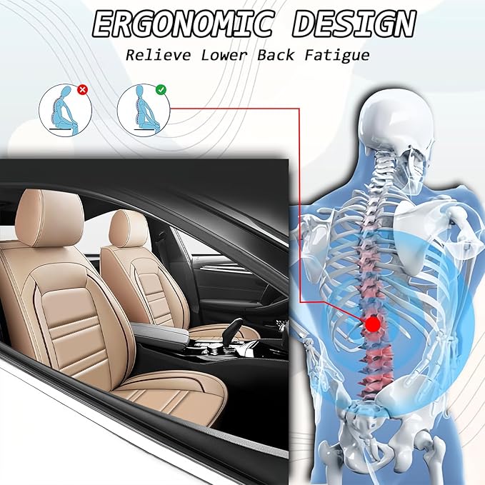 Seat Covers for Hyundai Car Elantra 2001-2025 | 5-Seats Leather Seat Covers, Easy to Install Automotive Seat Covers Full Set (Full Set, Beige)