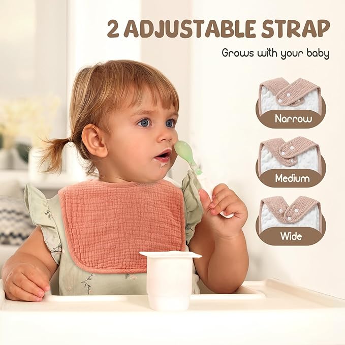 6-Pack Muslin Baby Bibs for Unisex Boys Girls, Cotton Baby Drool Bibs, Drooling and Teething Bibs for Infant