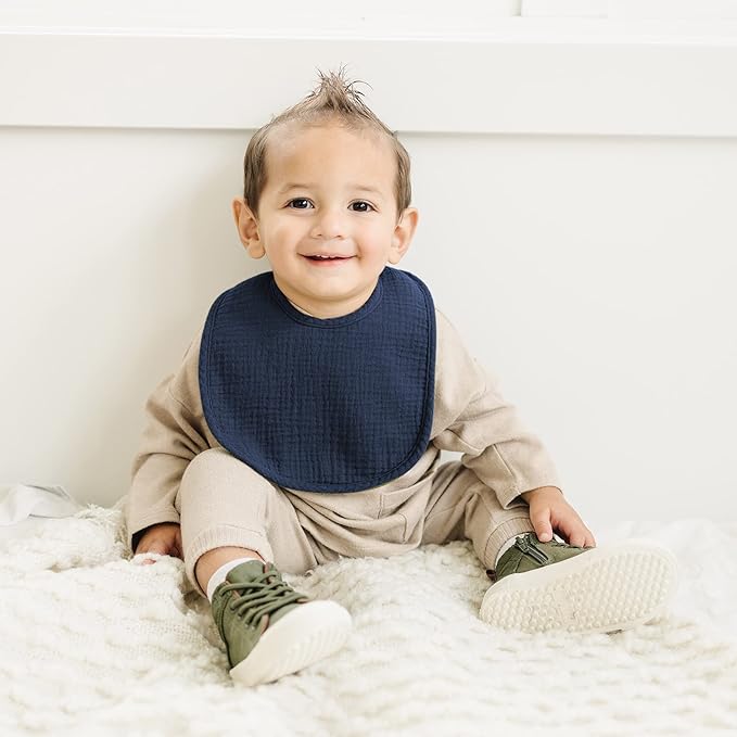 Konssy 6-Pack Muslin Baby Bibs for Boys & Girls, Soft Cotton Absorbent Bandana Drool Bibs for Drooling & Teething